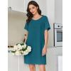 Ekouaer Cotton Nightgowns for Women Short Sleeve Sleep Shirts Pleated Night Shirts Soft Crew Neck Night Gown(Blue Green)