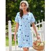 Ekouaer Cotton Nightgowns for Women Short Sleeve Sleep Shirts Pleated Night Shirts Soft Crew Neck Night Gown(Blue Star Moon)
