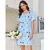 Ekouaer Cotton Nightgowns for Women Short Sleeve Sleep Shirts Pleated Night Shirts Soft Crew Neck Night Gown(Blue Star Moon)