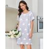 Ekouaer Cotton Nightgowns for Women Short Sleeve Sleep Shirts Pleated Night Shirts Soft Crew Neck Night Gown(Grey Star)