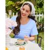 Ekouaer Cotton Nightgowns for Women Short Sleeve Sleep Shirts Pleated Night Shirts Soft Crew Neck Night Gown(Light Blue)
