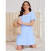 Ekouaer Cotton Nightgowns for Women Short Sleeve Sleep Shirts Pleated Night Shirts Soft Crew Neck Night Gown(Light Blue)