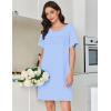 Ekouaer Cotton Nightgowns for Women Short Sleeve Sleep Shirts Pleated Night Shirts Soft Crew Neck Night Gown(Light Blue)