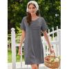 Ekouaer Cotton Nightgowns for Women Short Sleeve Sleep Shirts Pleated Night Shirts Soft Crew Neck Night Gown(Medium Grey)