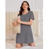 Ekouaer Cotton Nightgowns for Women Short Sleeve Sleep Shirts Pleated Night Shirts Soft Crew Neck Night Gown(Medium Grey)