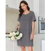 Ekouaer Cotton Nightgowns for Women Short Sleeve Sleep Shirts Pleated Night Shirts Soft Crew Neck Night Gown(Medium Grey)
