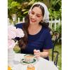 Ekouaer Cotton Nightgowns for Women Short Sleeve Sleep Shirts Pleated Night Shirts Soft Crew Neck Night Gown(Navy Blue)