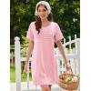 Ekouaer Cotton Nightgowns for Women Short Sleeve Sleep Shirts Pleated Night Shirts Soft Crew Neck Night Gown(Pink)