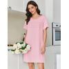 Ekouaer Cotton Nightgowns for Women Short Sleeve Sleep Shirts Pleated Night Shirts Soft Crew Neck Night Gown(Pink)