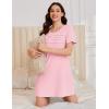 Ekouaer Cotton Nightgowns for Women Short Sleeve Sleep Shirts Pleated Night Shirts Soft Crew Neck Night Gown(Pink)