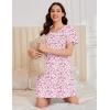 Ekouaer Cotton Nightgowns for Women Short Sleeve Sleep Shirts Pleated Night Shirts Soft Crew Neck Night Gown(Pink Floral)