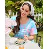 Ekouaer Cotton Nightgowns for Women Short Sleeve Sleep Shirts Pleated Night Shirts Soft Crew Neck Night Gown(Pink Tie-dye)