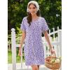 Ekouaer Cotton Nightgowns for Women Short Sleeve Sleep Shirts Pleated Night Shirts Soft Crew Neck Night Gown(Purple Flowers)