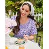 Ekouaer Cotton Nightgowns for Women Short Sleeve Sleep Shirts Pleated Night Shirts Soft Crew Neck Night Gown(Purple Flowers)
