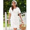 Ekouaer Cotton Nightgowns for Women Short Sleeve Sleep Shirts Pleated Night Shirts Soft Crew Neck Night Gown(White Floral)