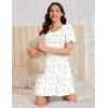 Ekouaer Cotton Nightgowns for Women Short Sleeve Sleep Shirts Pleated Night Shirts Soft Crew Neck Night Gown(White Floral)