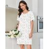 Ekouaer Cotton Nightgowns for Women Short Sleeve Sleep Shirts Pleated Night Shirts Soft Crew Neck Night Gown(White Floral)
