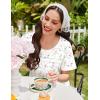 Ekouaer Cotton Nightgowns for Women Short Sleeve Sleep Shirts Pleated Night Shirts Soft Crew Neck Night Gown(White Floral)
