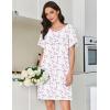 Ekouaer Cotton Nightgowns for Women Short Sleeve Sleep Shirts Pleated Night Shirts Soft Crew Neck Night Gown(White Flowers)