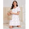 Ekouaer Cotton Nightgowns for Women Short Sleeve Sleep Shirts Pleated Night Shirts Soft Crew Neck Night Gown(White Flowers)