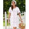 Ekouaer Cotton Nightgowns for Women Short Sleeve Sleep Shirts Pleated Night Shirts Soft Crew Neck Night Gown(White Flowers)