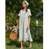 Ekouaer Cotton Nightgowns for Women Vintage Victorian Nightgown Short Sleeve Lace Night Gown Long Nightdress Soft Nightshirt(Light Green)