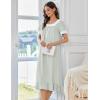 Ekouaer Cotton Nightgowns for Women Vintage Victorian Nightgown Short Sleeve Lace Night Gown Long Nightdress Soft Nightshirt(Light Green)