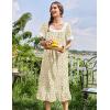 Ekouaer Cotton Nightgowns for Women Vintage Victorian Nightgown Short Sleeve Lace Night Gown Long Nightdress Soft Nightshirt(Light Yellow Flowers)