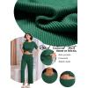 Ekouaer Lounge Sets for Women 2 Piece Matching Travel Outfits 2026 Loose Short Sleeve Top Wide Leg Pants Pockets(Forestgreen)
