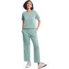 Ekouaer Lounge Sets for Women 2 Piece Matching Travel Outfits 2026 Loose Short Sleeve Top Wide Leg Pants Pockets(Glacial Green)