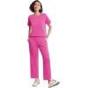Ekouaer Lounge Sets for Women 2 Piece Matching Travel Outfits 2026 Loose Short Sleeve Top Wide Leg Pants Pockets(Hot Pink)