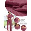 Ekouaer Lounge Sets for Women 2 Piece Matching Travel Outfits 2026 Loose Short Sleeve Top Wide Leg Pants Pockets(Rose Red)