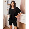 Ekouaer Lounge Sets for Women Casual Oversized Short Sleeve Tops Biker Shorts Soft Comfy Pajama Sets 2 Piece Outfits S-XXL(Black)