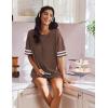 Ekouaer Lounge Sets for Women Casual Oversized Short Sleeve Tops Biker Shorts Soft Comfy Pajama Sets 2 Piece Outfits S-XXL(Brown)