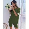 Ekouaer Lounge Sets for Women Casual Oversized Short Sleeve Tops Biker Shorts Soft Comfy Pajama Sets 2 Piece Outfits S-XXL(Deep Army Green)