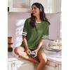 Ekouaer Lounge Sets for Women Casual Oversized Short Sleeve Tops Biker Shorts Soft Comfy Pajama Sets 2 Piece Outfits S-XXL(Deep Army Green)