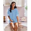 Ekouaer Lounge Sets for Women Casual Oversized Short Sleeve Tops Biker Shorts Soft Comfy Pajama Sets 2 Piece Outfits S-XXL(Light Blue)