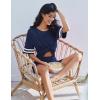 Ekouaer Lounge Sets for Women Casual Oversized Short Sleeve Tops Biker Shorts Soft Comfy Pajama Sets 2 Piece Outfits S-XXL(Navy)