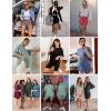 Ekouaer Lounge Sets for Women Casual Oversized Short Sleeve Tops Biker Shorts Soft Comfy Pajama Sets 2 Piece Outfits S-XXL(Purple Red)