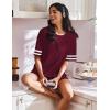 Ekouaer Lounge Sets for Women Casual Oversized Short Sleeve Tops Biker Shorts Soft Comfy Pajama Sets 2 Piece Outfits S-XXL(Wine)