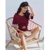 Ekouaer Lounge Sets for Women Casual Oversized Short Sleeve Tops Biker Shorts Soft Comfy Pajama Sets 2 Piece Outfits S-XXL(Wine)