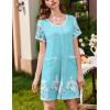 Ekouaer Nightgowns for Women 2 Pack Button Down Sleep Shirts Short Sleeve Nightshirt Sleepwear House Dress with Pockets(Black/Green Floral)