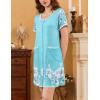 Ekouaer Nightgowns for Women 2 Pack Button Down Sleep Shirts Short Sleeve Nightshirt Sleepwear House Dress with Pockets(Black/Green Floral)