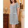 Ekouaer Nightgowns for Women 2 Pack Button Down Sleep Shirts Short Sleeve Nightshirt Sleepwear House Dress with Pockets(Black/Light Grey)
