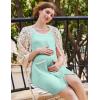 Ekouaer Nightgowns for Women 2 Pack Button Down Sleep Shirts Short Sleeve Nightshirt Sleepwear House Dress with Pockets(Black/Mint Green)