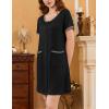 Ekouaer Nightgowns for Women 2 Pack Button Down Sleep Shirts Short Sleeve Nightshirt Sleepwear House Dress with Pockets(Black/Navy Blue)