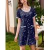 Ekouaer Nightgowns for Women 2 Pack Button Down Sleep Shirts Short Sleeve Nightshirt Sleepwear House Dress with Pockets(Black/Navy Star)