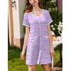 Ekouaer Nightgowns for Women 2 Pack Button Down Sleep Shirts Short Sleeve Nightshirt Sleepwear House Dress with Pockets(Black/Purple Floral)
