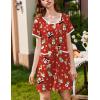 Ekouaer Nightgowns for Women 2 Pack Button Down Sleep Shirts Short Sleeve Nightshirt Sleepwear House Dress with Pockets(Black/Xmas)