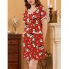Ekouaer Nightgowns for Women 2 Pack Button Down Sleep Shirts Short Sleeve Nightshirt Sleepwear House Dress with Pockets(Black/Xmas)